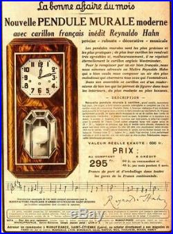 1936 Carillon Pendule Murale Manufrance Reynaldo Hahn Cmp Arme Cycle St-Etienne