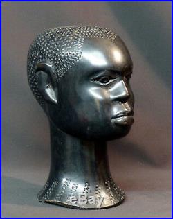 1940 très beau buste ancien tête statue art afrique 22cm1.9kg ébène déco ++