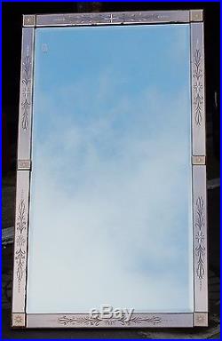 1950' Miroir rectangle Venise couleur cuivré avec cabochons carrés 86 X 150 cm