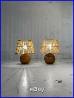 1970 2 LAMPES MODERNISTE BRUTALIST SHABBY-CHIC ART POPULAIRE Audoux-Minet