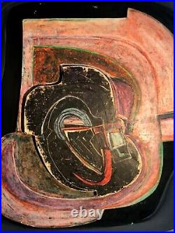 1970 Jean-claude Lethiais Peinture Art-deco Moderniste Abstraction Forme-libre