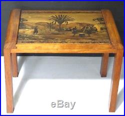 2 Tables Gigogne 1930 Marquetterie Decor Africaniste Bois Exotique (a389)