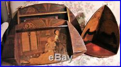 3 ancienne étagère bois décor 1900 pyrogravé art nouveau art déco époque Gallé