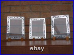 3 cadres à poser art déco orientable sur socle bois & verre miroir 23,5 X 17,5cm