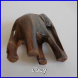 3 sculptures miniatures éléphants bois ébène fait main Afrique Art Déco N3229