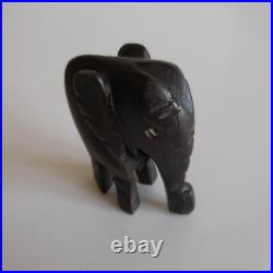 3 sculptures miniatures éléphants bois ébène fait main Afrique Art Déco N3229