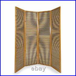 4 Panneaux Paravent Diviseur Cloison Séparateur Diviseur Bambou Brun Homestyle4u