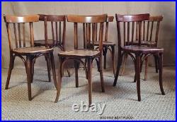 6 chaises bistrot années 30, bois courbé, époque baumann no thonet, café resto