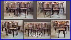 6 chaises bistrot années 30, bois courbé, époque baumann no thonet, café resto