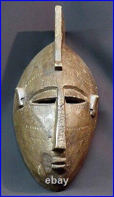 AA Art Africain masque ancien Bamana mali scarification spiritualité 33cm déco