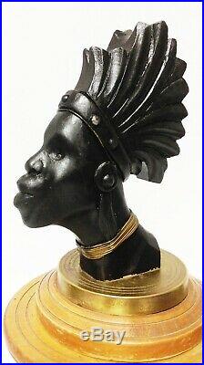 ANCIENNE BOITE A TABAC AFRICANISTE EN BOIS ET RAPHIA 1950's