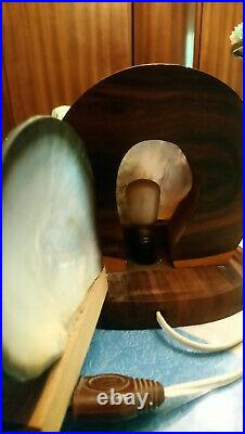 ART DECO 1940 50 Lampe veilleuse de tahiti avec coquillage nacré 17Hx17,5LX12Pcm