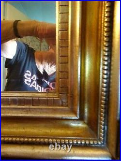 Ancien Grand Miroir Mural XXL Patine Or & Argent Art Deco 177 CM X 85 CM
