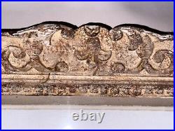 Ancien Grand cadre Montparnasse bois sculpté fleur de lys tableau 20F art déco