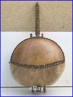 Ancien KORA Instrument à Corde Guitare Africaine Bois + Peau Vintage