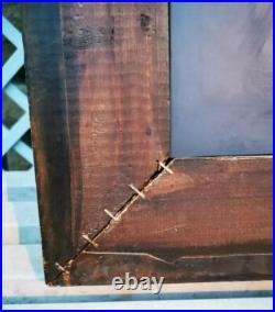 Ancien Magnifique Miroir En Bois Gainé Cuir Clouté 43 x 60 cm Art Déco Antique Ancien Magnifique Miroir En Bois Gainé Cuir Clouté 43 x 60 cm Art Déco Antique