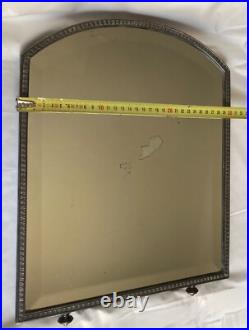 Ancien Miroir biseauté cadre métal argenté Art Déco Félix frères Toulouse Ancien Miroir biseauté cadre métal argenté Art Déco Félix frères Toulouse