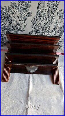 Ancien Porte Lettre De Bureau Art Deco Bois Ronce De Noyer Et Chrome