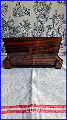 Ancien Porte Lettre De Bureau Art Deco Bois Ronce De Noyer Et Chrome