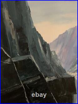 Ancien Tableau Hsb paysage montagne couple nu massif glacier grotte Robert Duran