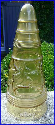 Ancien Vase Conique Moule Presse Art Deco Base Bois Ailettes 1930/40 N2495