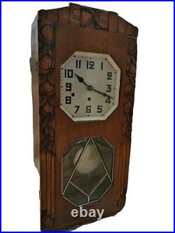 Ancien carillon mural pendule horloge bois marteaux vintage french old clock