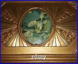 Ancien grand Trumeau grand miroir mural français Art Déco 1930, Argent, Or Ancien grand Trumeau grand miroir mural français Art Déco 1930, Argent, Or