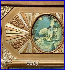 Ancien grand Trumeau grand miroir mural français Art Déco 1930, Argent, Or Ancien grand Trumeau grand miroir mural français Art Déco 1930, Argent, Or