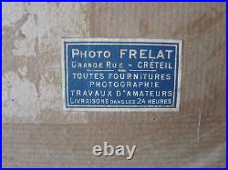 Ancien grand cadre photo ovale Art Deco Frelat à Créteil Antique French