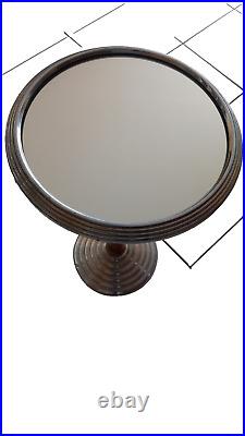 Ancien guéridon miroir en métal & bois Art Déco 30/40