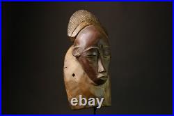 Ancien masque Baoule Africain Vintage bois sculpté visage tribal art déco 7905 Ancien masque Baoule Africain Vintage bois sculpté visage tribal art déco 7905