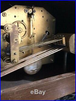 Ancienne Pendule A Poser En Bois Art Deco Carillon Acajou