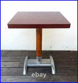 Ancienne Table Bistrot Bakélite Bois Aluminium Années 40 Vintage Art Deco