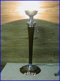 Ancienne belle lampe de travail Mazda Art Déco bois et aluminium