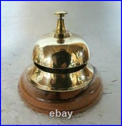 Ancienne clochette hôtel ou sonnette de table vintage en bois et bronze