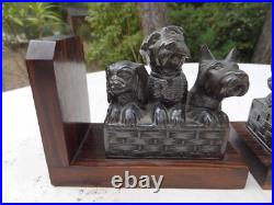 Ancienne paire de serre livres art déco chats et chiens Ancienne paire de serre livres art déco chats et chiens