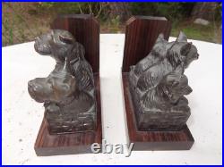 Ancienne paire de serre livres art déco chats et chiens Ancienne paire de serre livres art déco chats et chiens