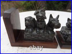 Ancienne paire de serre livres art déco chats et chiens Ancienne paire de serre livres art déco chats et chiens
