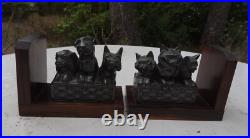 Ancienne paire de serre livres art déco chats et chiens Ancienne paire de serre livres art déco chats et chiens