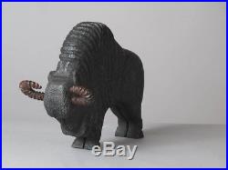Ancienne sculpture bois bison Art deco 1930