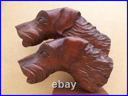 Ancienne sculpture en bois tête de chien de chasse Art Déco signée A. E. F Ancienne sculpture en bois tête de chien de chasse Art Déco signée A. E. F