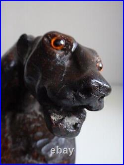 Ancienne sculpture panthére bois old wooden carved panther Art déco 53cm