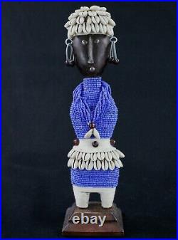 Art Africain Contemporain Déco Ethnique Tribale Poupée Namji sur Socle 34 Cms