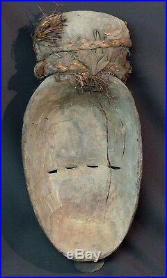 Art Africain Masque ancien Baulé tricéphale 39 cm rare originalité très déco