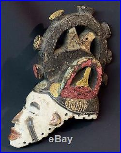 Art Africain masque casque à cadran ancien Ibo Nigéria 28cm esthétique très déco