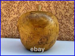Art Deco Ancienne Sculpture Vintage Grosse Pomme en bois Tournée verni Apple