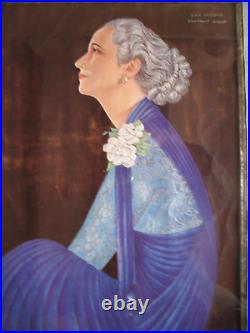 Art Deco Cadre En Bois Noir Jean Dunand Portrait De Mme Agnes Lady Genuine