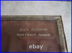 Art Deco Cadre En Bois Noir Jean Dunand Portrait De Mme Agnes Lady Genuine