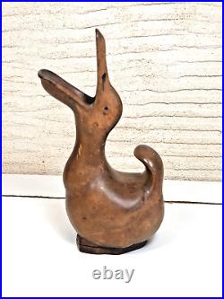 Art Deco Sculpture Animaliere Canard Noel Ange Martini Bois Taille Directe