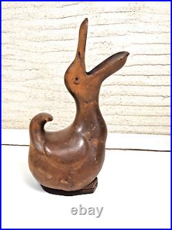 Art Deco Sculpture Animaliere Canard Noel Ange Martini Bois Taille Directe